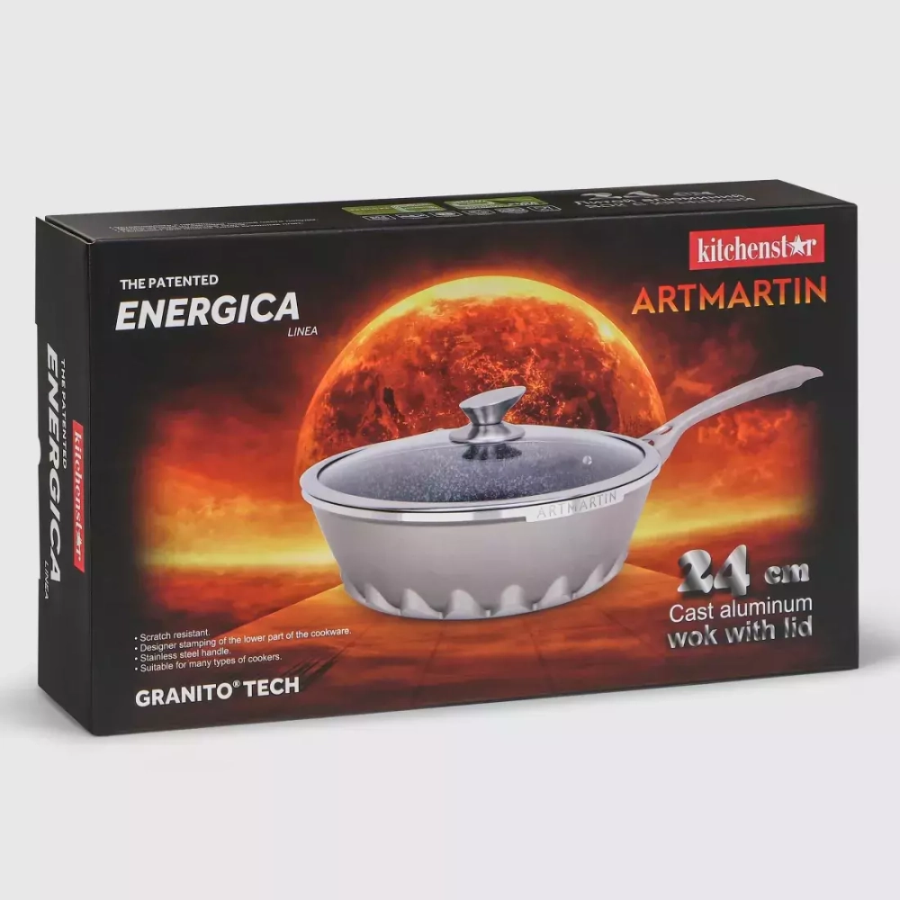 Вок с крышкой 24см Kitchen Star Artmartin