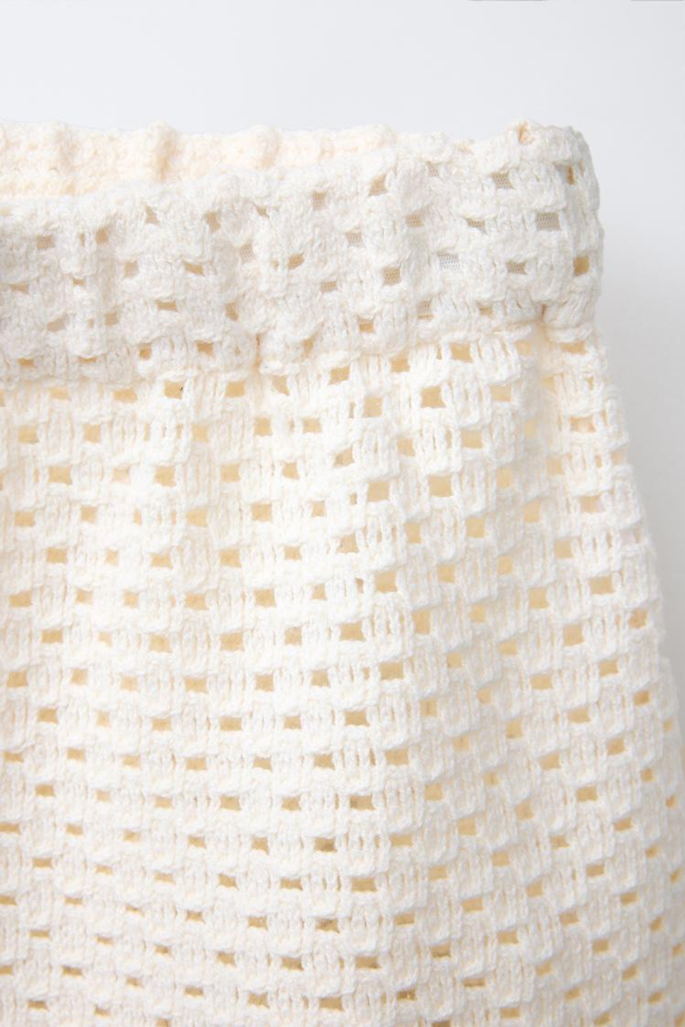 ZARA ЮБКА ИЗ ВЯЗАНОГО КРУЖЕВА С ЦВЕТАМИ, ЭКРЮ