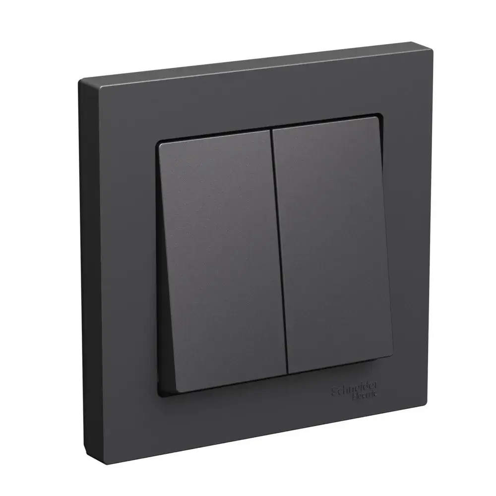 ATLASDESIGN 2-клавишный ВЫКЛЮЧАТЕЛЬ, сх.5, 10АХ, в сборе, БАЗАЛЬТ