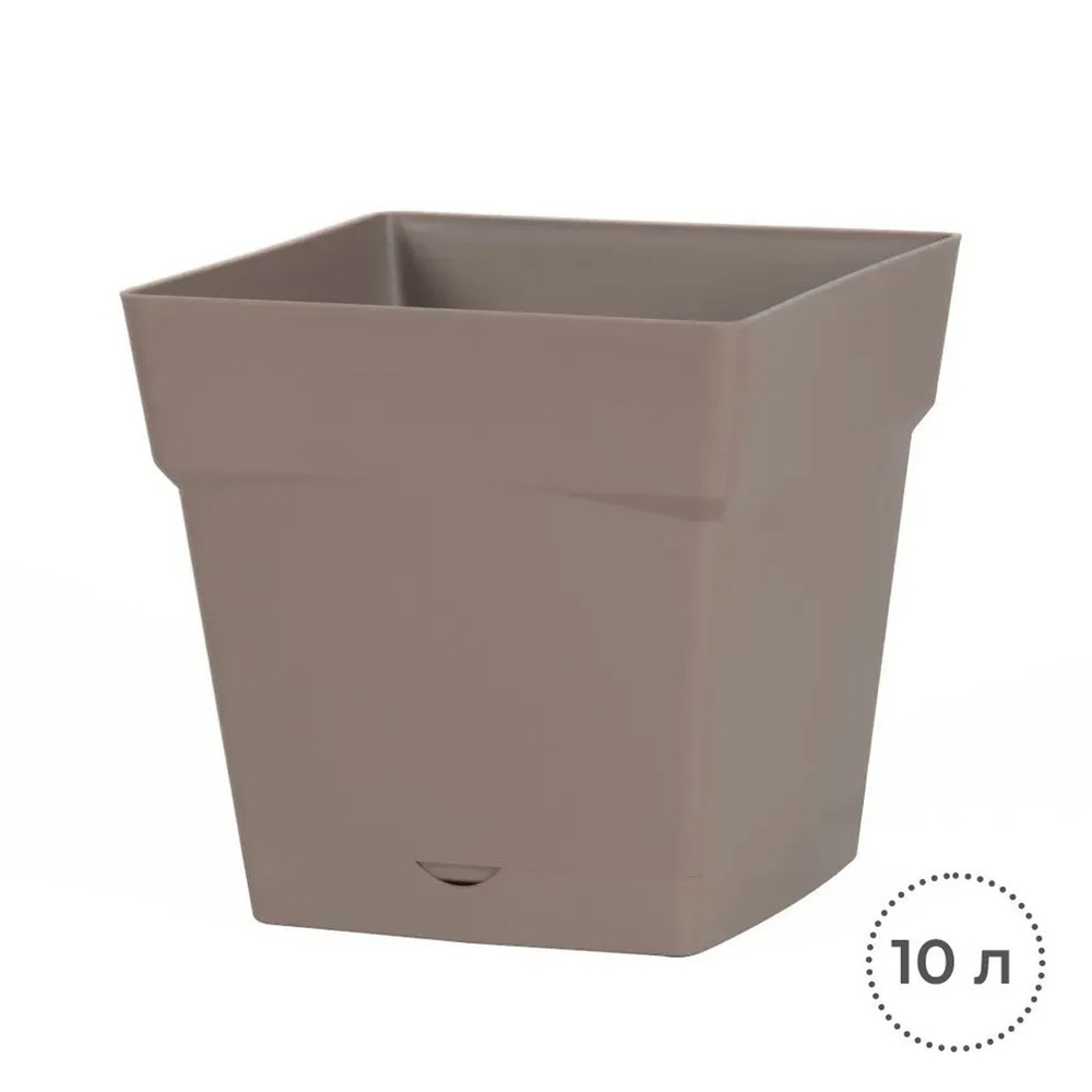 Горшок цветочный с поддоном EDA 10 л, 24,8х24,8 см, коричневый