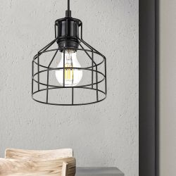 Светильник подвесной (подвес) ЭРА PL9 BK металл, E27, max 60W, высота плафона 230мм, подвеса 800мм, черный