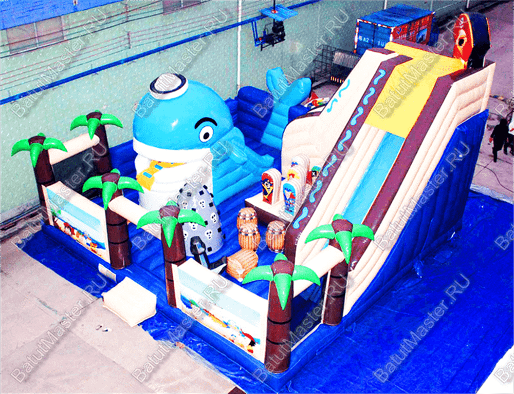Коммерческий надувной батут "Акула и пираты"