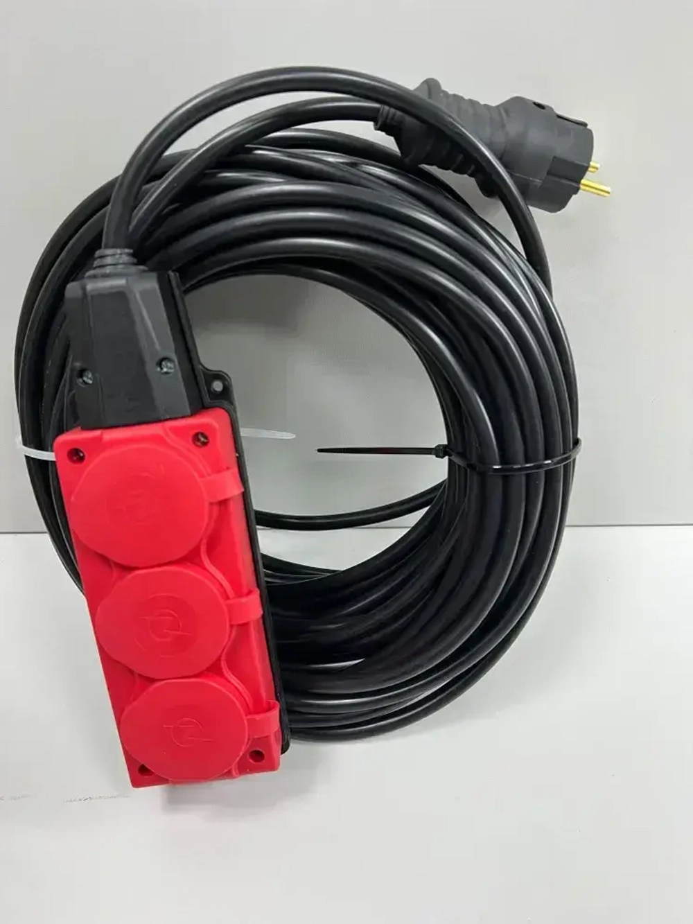 Удлинитель силовой строительный без заземление NE-AD 2x2,5-50m-IP54 в бухте электрический сетевой садовый уличный для газонокосилки 50 метров 3 розетки 16А