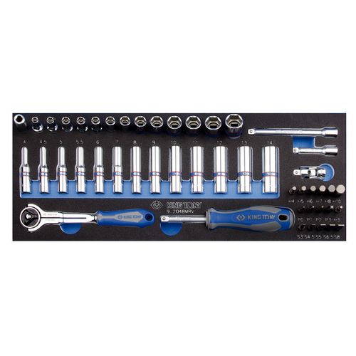 KING TONY (9-2548MRV) Набор торцевых головок 1/4" с принадлежностями, ложемент, 48 предметов