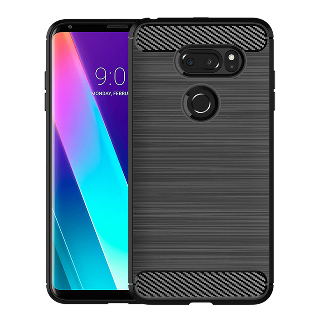 Чехол для LG V30S ThinQ (V30S+ ThinQ, V35 ThinQ) цвет Black (черный), серия Carbon от Caseport