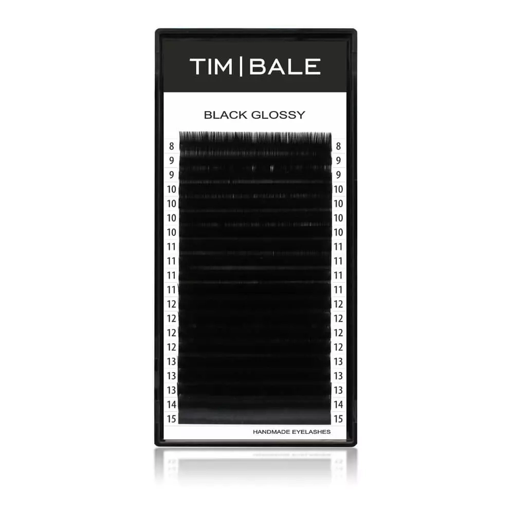 Ресницы чёрные TimBale Black Glossy, 20 линий M 0.10 6 mm
