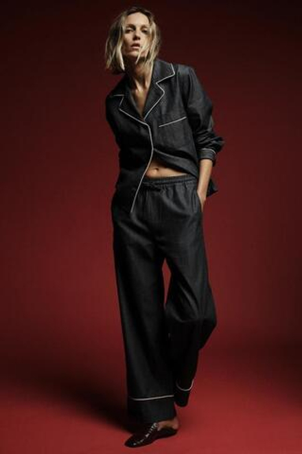 ZARA БРЮКИ С КОНТРАСТНОЙ ОКАНТОВКОЙ — ZW COLLECTION, СИНИЙ