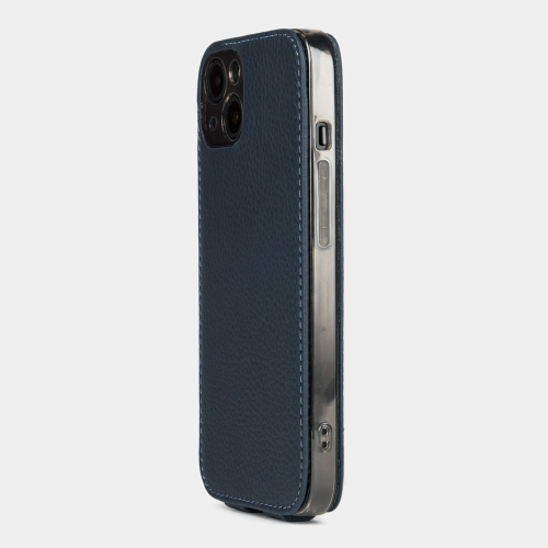 Чехол для iPhone 15 из кожи теленка, синего цвета