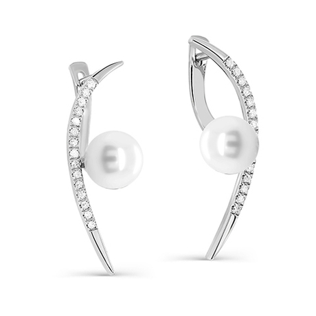 Серьги из золота 585 пробы с 30 Бриллиантами и Жемчуг