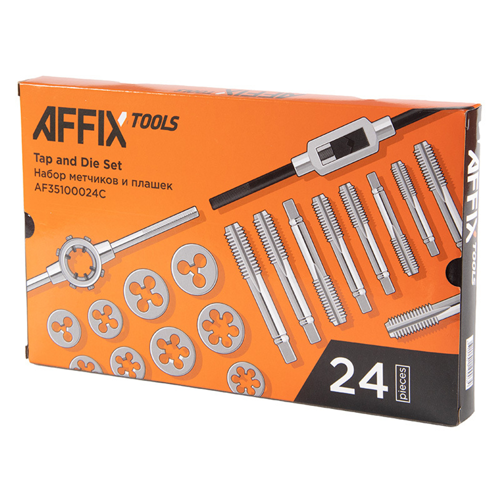 AFFIX (AF35100024C) Набор метчиков и плашек SK-5 M5-M12, кейс, 24 предмета