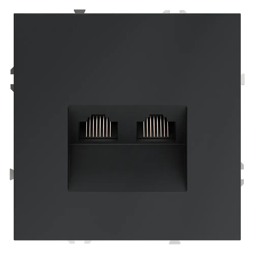 Розетка компьютерная встраиваемая VOLTUM S70 двойная RJ45+RJ45 кат.6, (графит)