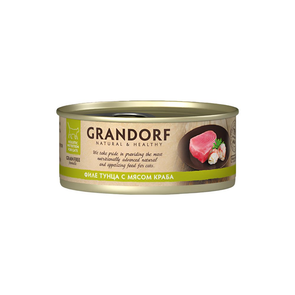 Grandorf Cat консервированный корм для кошек филе тунца с мясом краба