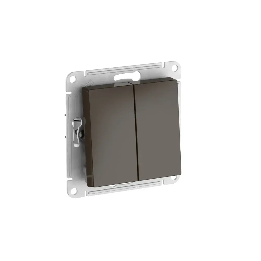 ATLASDESIGN 2-клавишный ПЕРЕКЛЮЧАТЕЛЬ, сх.6+6, 10АХ, мех., быстрозажим. клем., МОККО