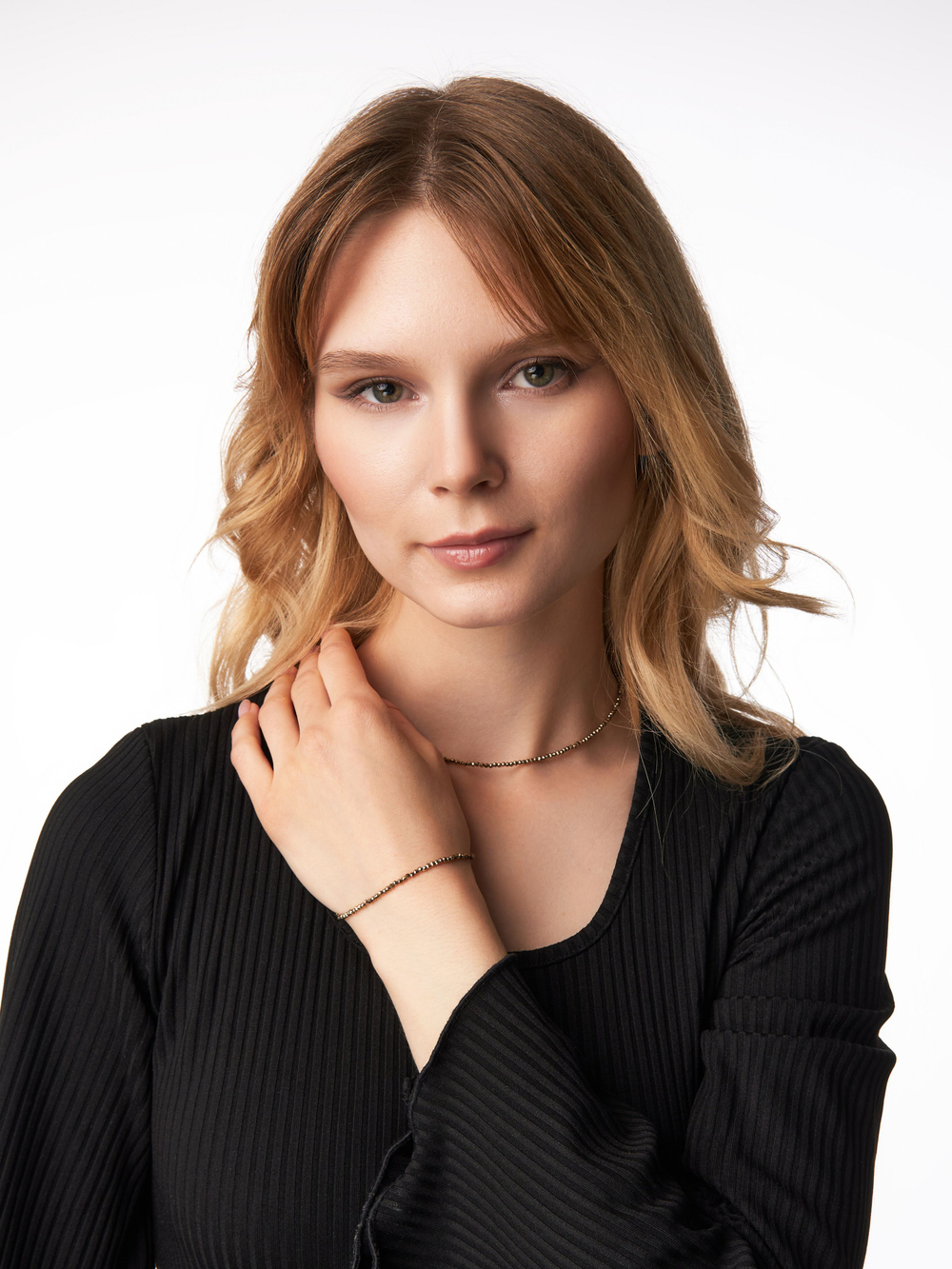 Чокер на шею женский, из голубого агата - сапфирина, бижутерия