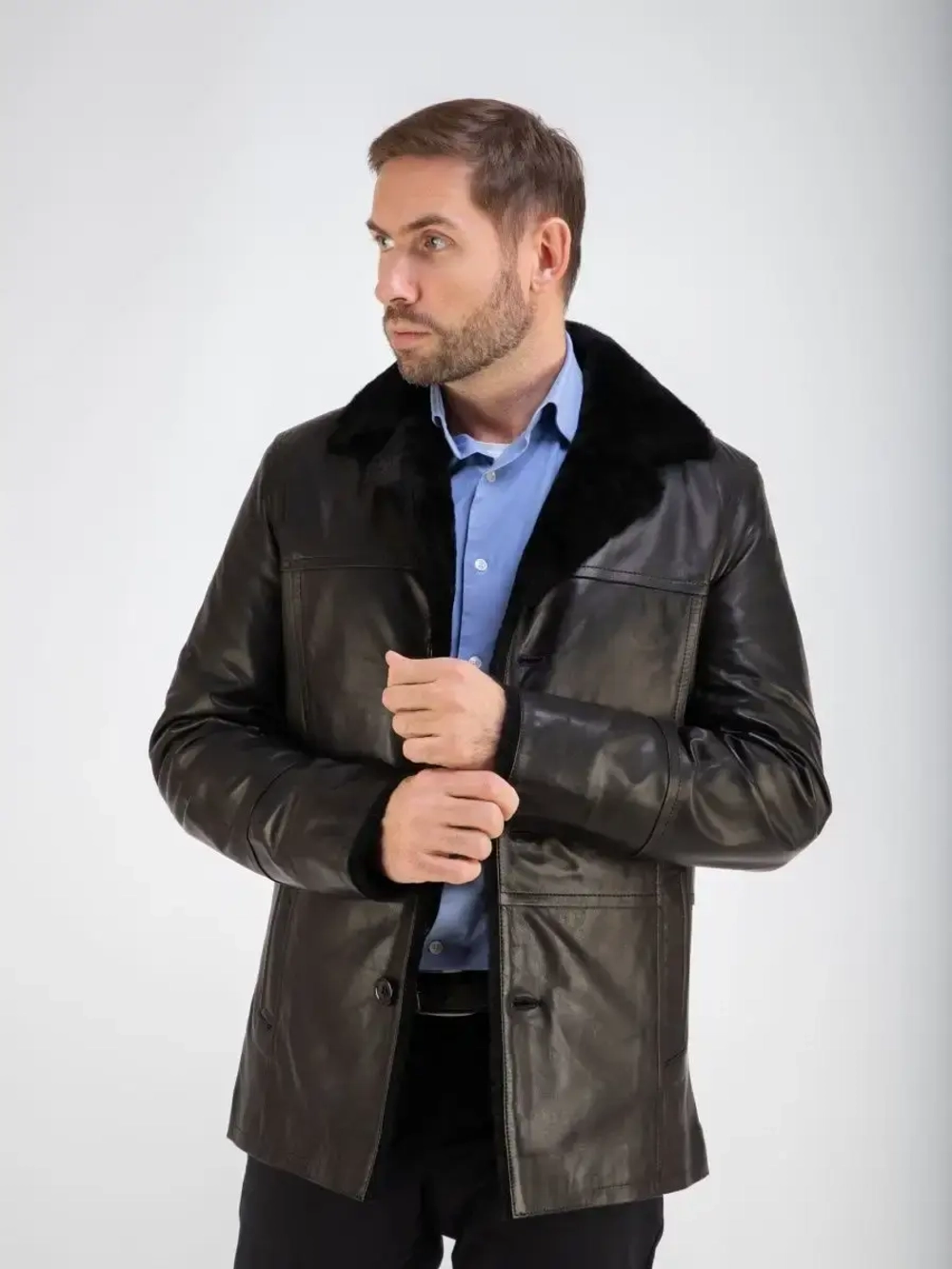 Дубленка мужская натуральная на меху куртка зимняя Турция