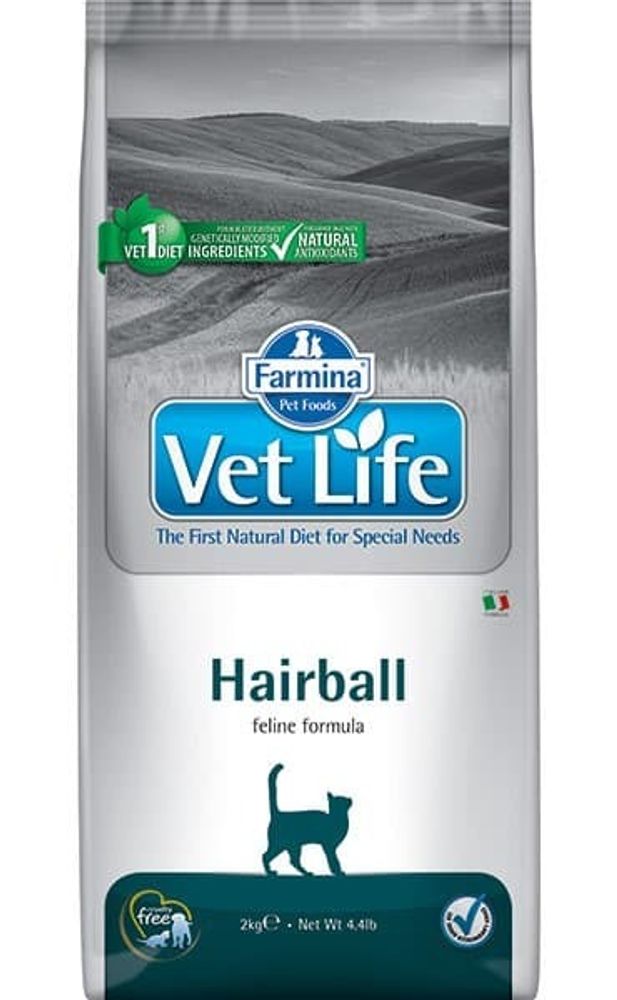 Farmina 2кг Vet Life Сat Hairball диета для кошек способ. выведению комочков шерсти из кишечника