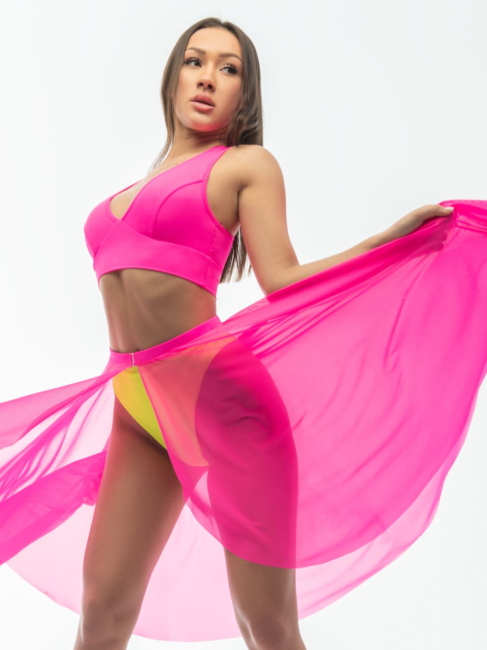 Pareo Skirt Crystal, Pink mesh