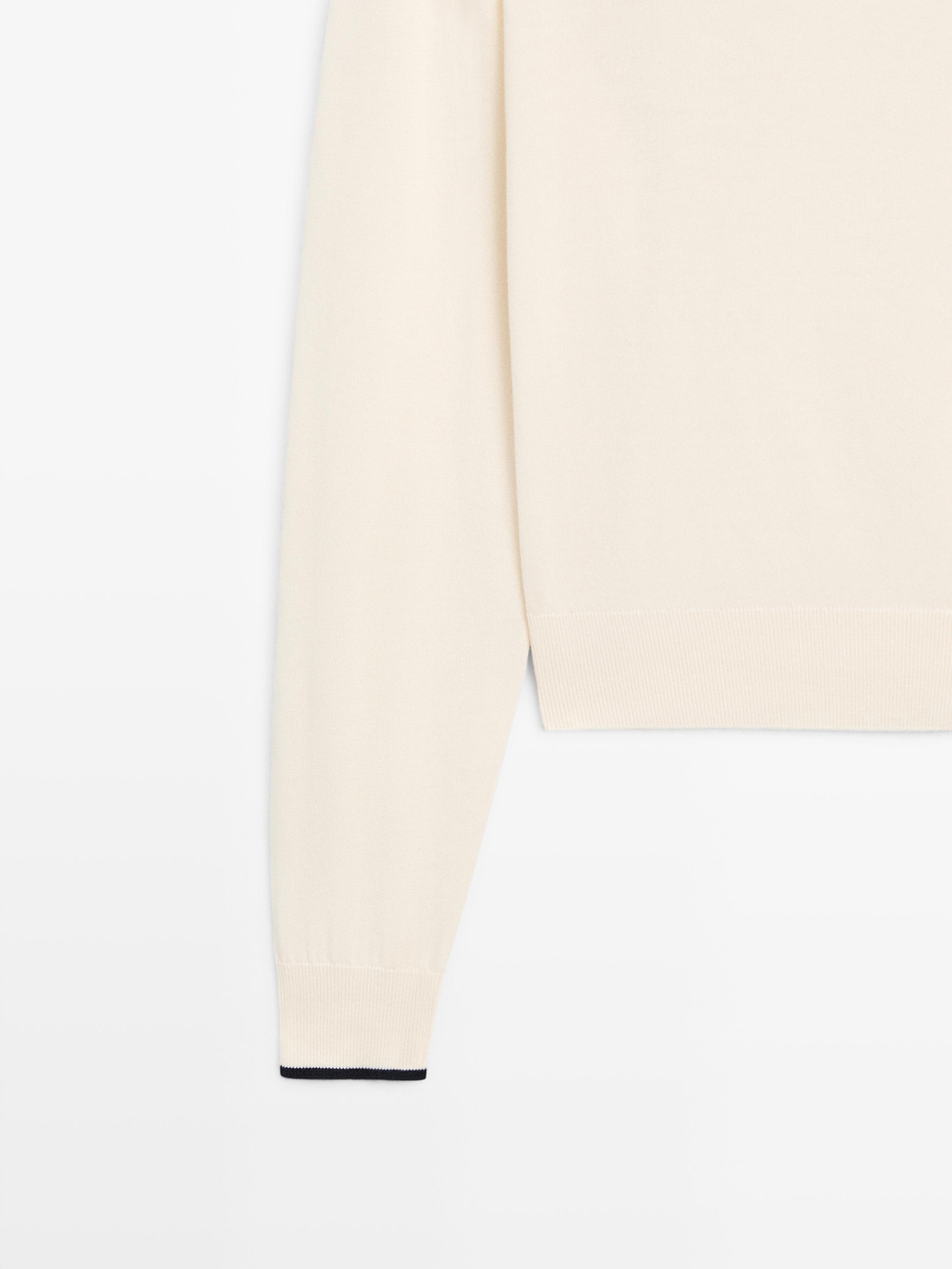 Massimo Dutti Хлопковый свитер с шарфом, натуральный/кремовый