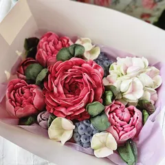 Зефир в коробке «Пионы и Розы» / 23*16 см