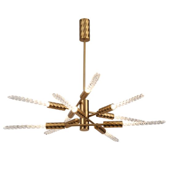 5449/28L L-VISION ODL_EX26 039 сатинированн.латунь/прозрачн./металл/стекло Люстра LED 28W (10*2.8W) 3000K 1260Лм KOLOS