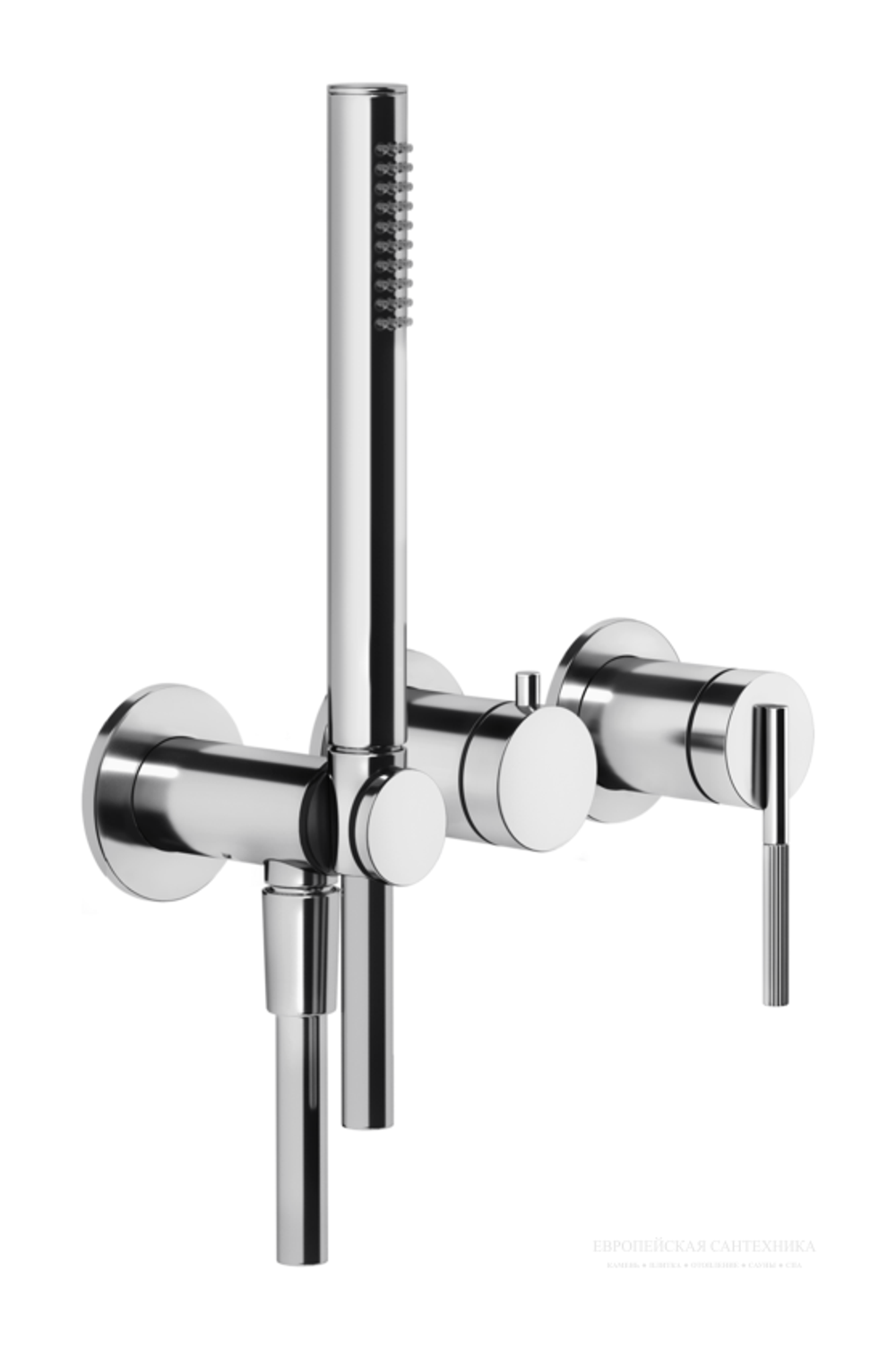 Смеситель для ванны Gessi Ingranaggio, настенный, на 2 потребителя, с ручным душем, встраиваемый, цвет Chrome