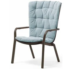 Уличное кресло Folio табак с голубой подушкой