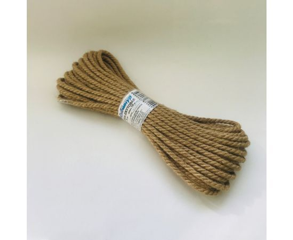 Шнур (веревка) джутовая d 6 мм, 20м, Сибшнур