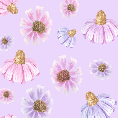 Розовые цветы на фиолетовом фоне