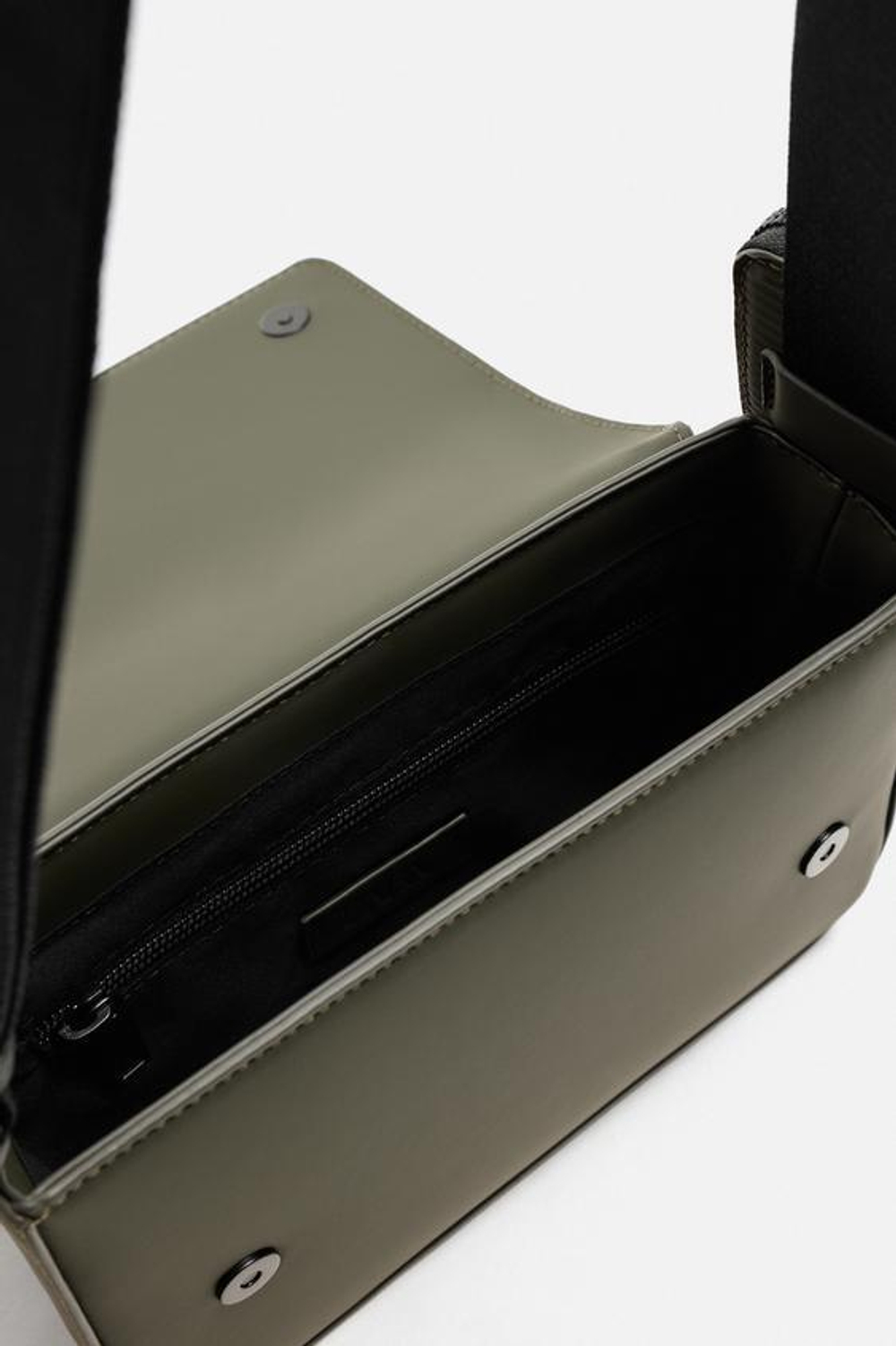 ZARA ПРОРЕЗИНЕННАЯ СУМКА ИЗ РЕЛЬЕФНОЙ ТКАНИ С ПЛЕЧЕВЫМ РЕМНЕМ, ЗЕЛЕНЫЙ ХАКИ