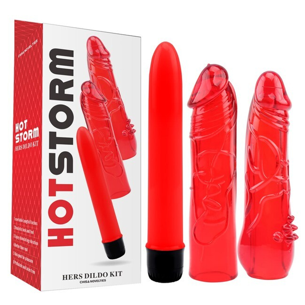 Секс набор из 3-х предметов Hers Dildo Kit (Цвет: красный)