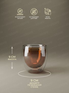 Набор стеклянных стаканов 2 шт. 250 мл. Kamille KM 9011 с двойными стенками