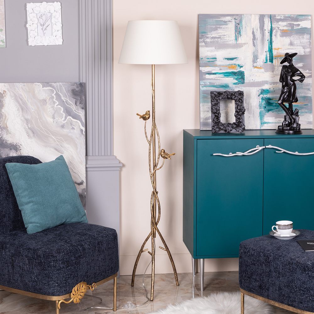 Светильник напольный торшер Терра с абажуром Сити-2 Кремовый