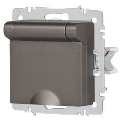 Розетка Intro Accent 6-203-09 2P+E Schuko с крышкой, 16А-250В, IP20, СУ, AL/CU, титан