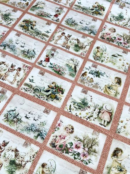 ВИНТАЖНЫЕ ОТКРЫТКИ, Купон 58/110 см - 100% хлопок 3