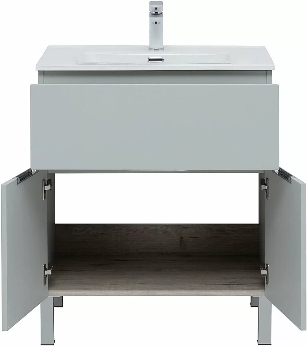Тумба с раковиной Aquanet Алвита New 303899 70 серый