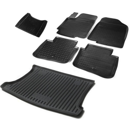 Коврики в салон и багажник автомобиля (комплект) Rival для Kia Rio III поколение хэтчбек 2011-2017, полиуретан, 6 частей, K12803001-8