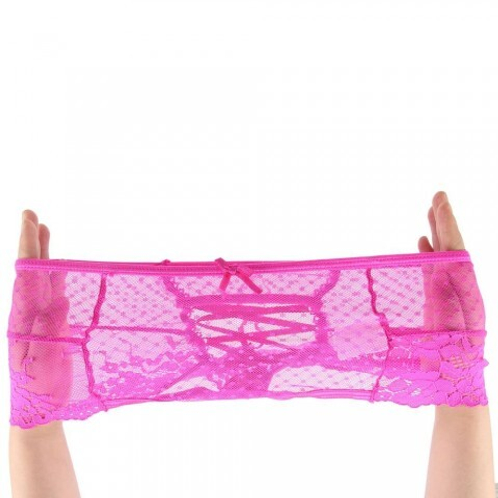 Трусики на высокой посадке Lace Strappy, розовые, XL-2XL