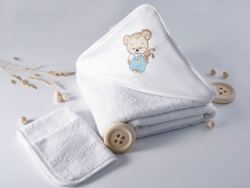 Набор полотенец для новорожденных 120х120 Claire Batiste Atelier Honey Boy с капюшоном
