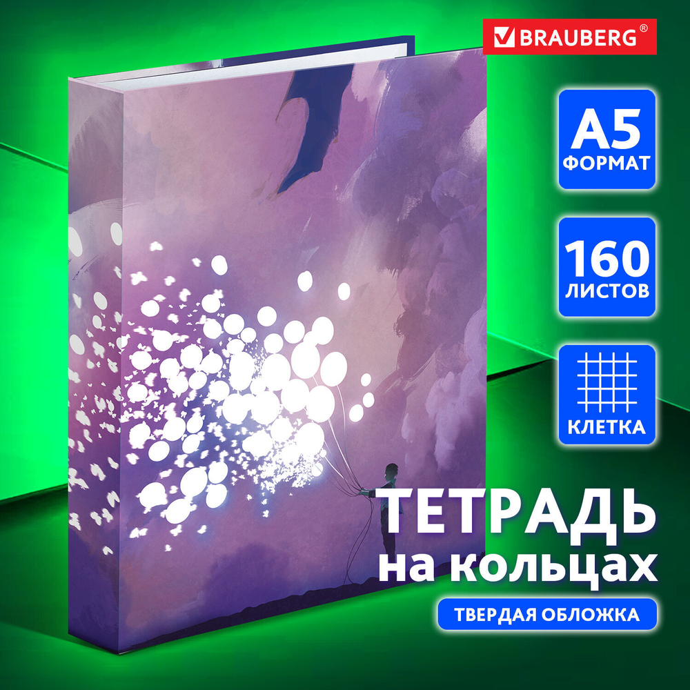 Тетрадь на кольцах А5 (175х215 мм) 160 листов твердый картон клетка BRAUBERG "Anime Dreams" (4 штуки в упаковке)