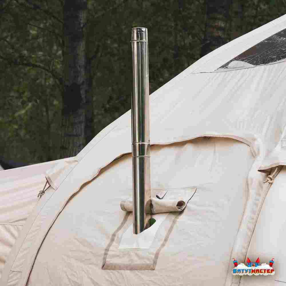 Пневмокаркасная юрта «Гармония» 5×5×2,5 м — для глэмпинга из ПВХ, бежевая