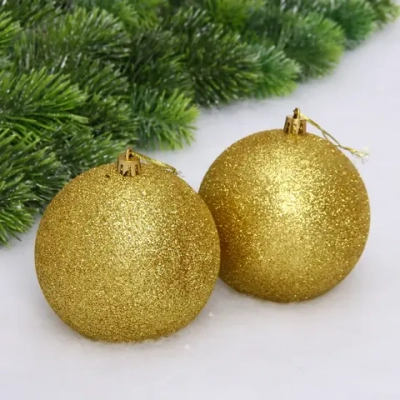Новогодние шары 10 см (набор 2 шт) «Глиттер», золото