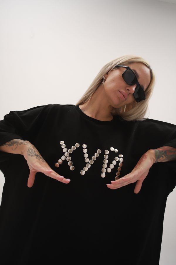 Футболка оверсайз(унисекс) плотная «ХУЙ из кнопок»