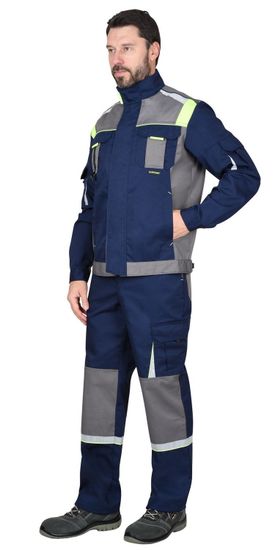 Костюм "Сириус-Стан" полукомбинезон (синий/с.серый/лимон)