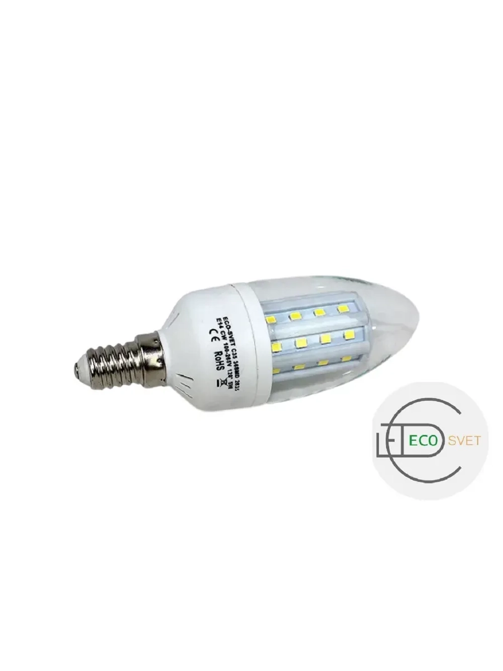 Светодиодная LED лампа С35 Е14 36LED 5W 10шт холод