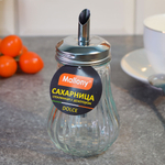 Сахарница 200мл "Dolce", стеклянная с дозатором из нерж стали