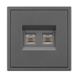 Механизм сдвоенной телефонной розетки SCT-NOBE-MTL2-SFPL-GR (RJ-11, 4C) (Arlight, Серый базальт) 054311