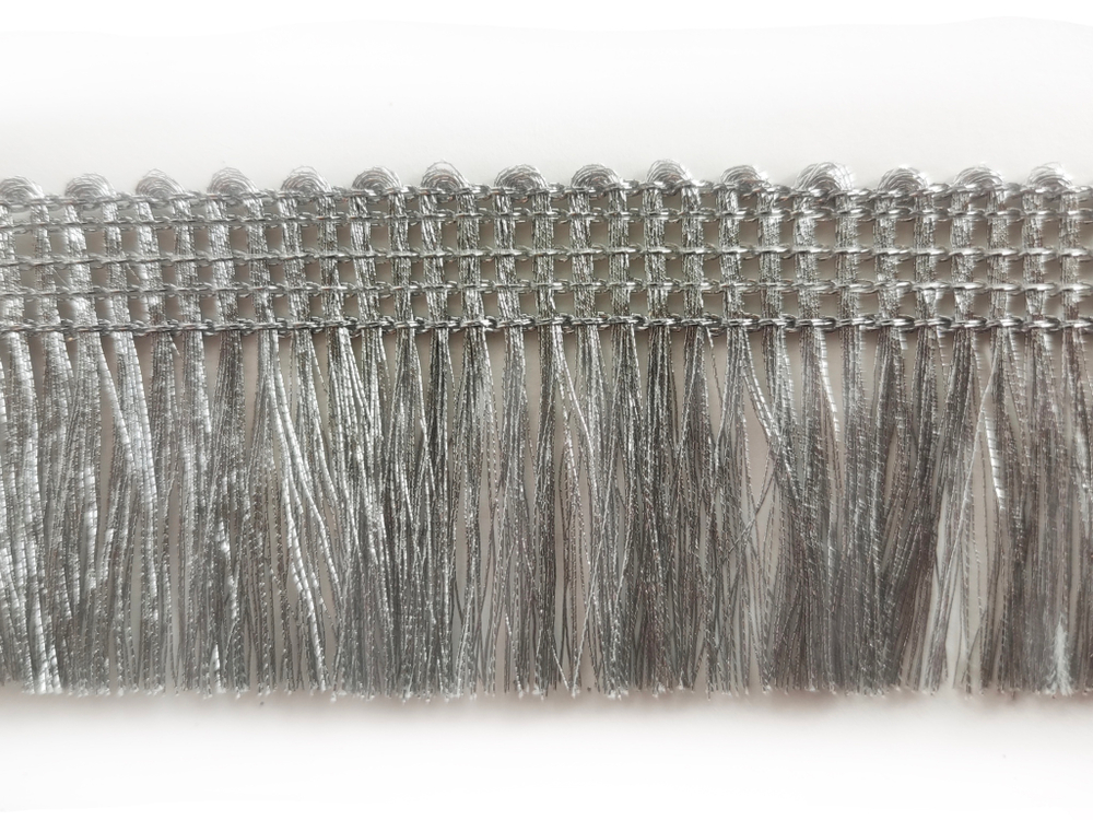 Бахрома-щётка  металлизированная люрекс 3,5см серебро
