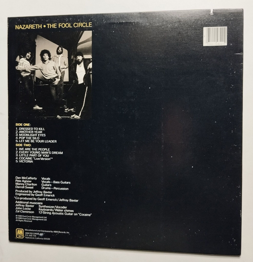 Винтажная виниловая пластинка LP Nazareth The Fool Circle (USA 1981)