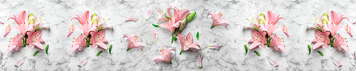 Кухонный фартук Розовые лилии (Ф-107) 2000х600 мм