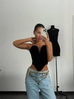 Корсет бархатный, Черный